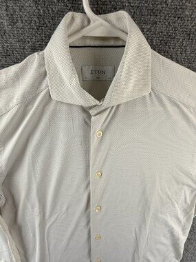 Eton Romania Nylon Spandex Gray Geometric Slim Two-Way Stretch 15.5 Elegant Work